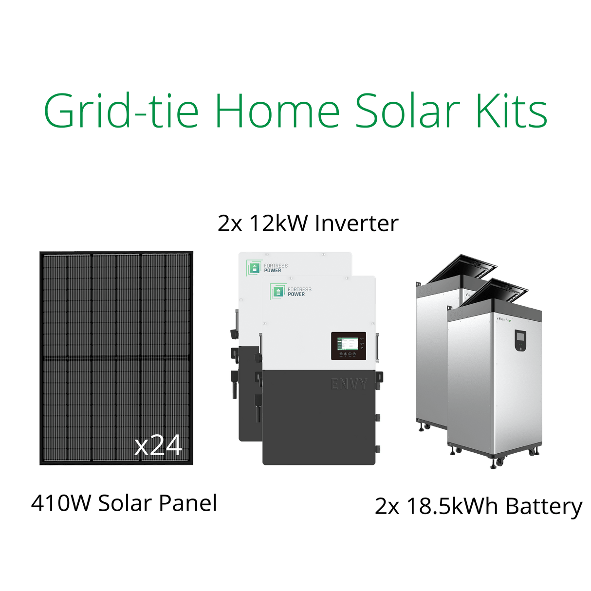 9.84kW solar system for home backup power with Fortress Envy 12kW hybrid inverter and eForce 19.2Wh solar battery.