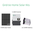 7.38kW Grid tie solar kit: Fortress Envy 8kW hybrid inverter, eFlex Max 5.4kWh battery and 410W solar panel.
