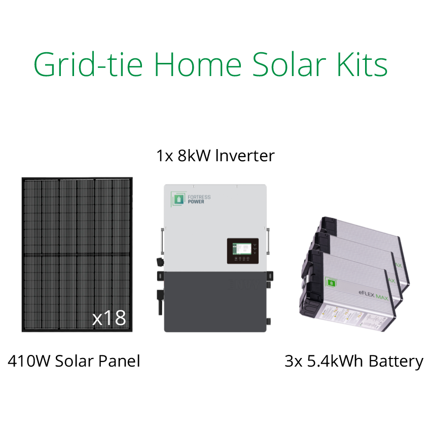 7.38kW solar panel system with Fortress eFlex Max 5.4kWh battery and Envy 8kW inverter.