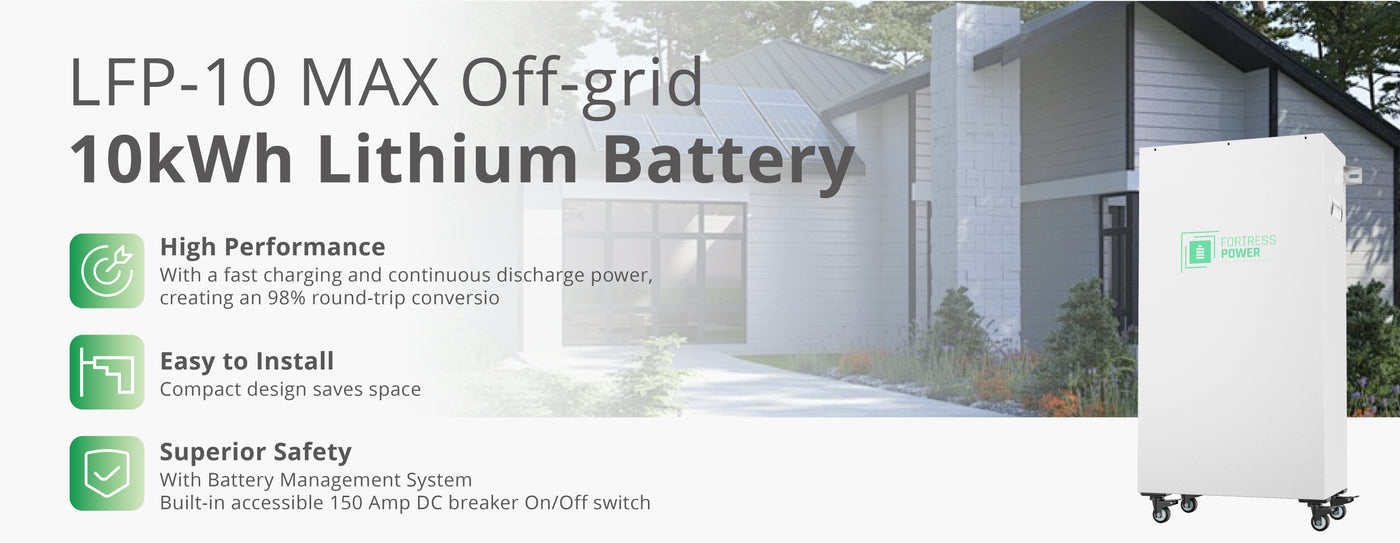 Fortress Power LFP 10kWh off grid lithium battery with battery management system