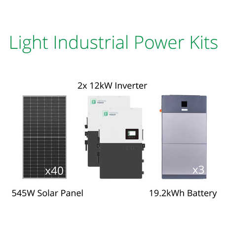 21.8kW solar system for commercial use,with Fortress 12kW hybrid inverter and  eForce 19.2kWh battery backup.
