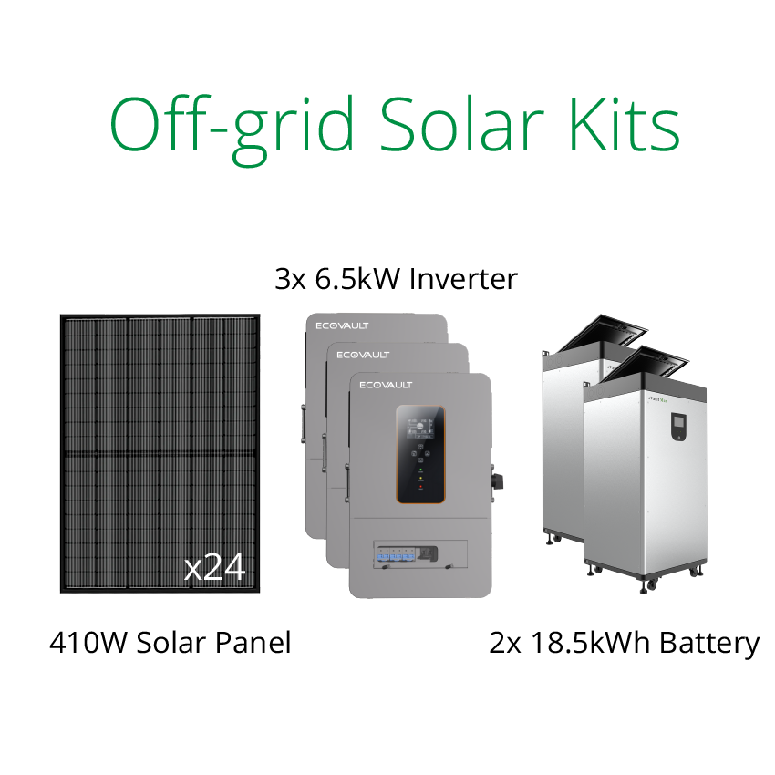 9.84kW solar system off grid kit with EV6500-S inverter and Fortress Power eVault Max battery