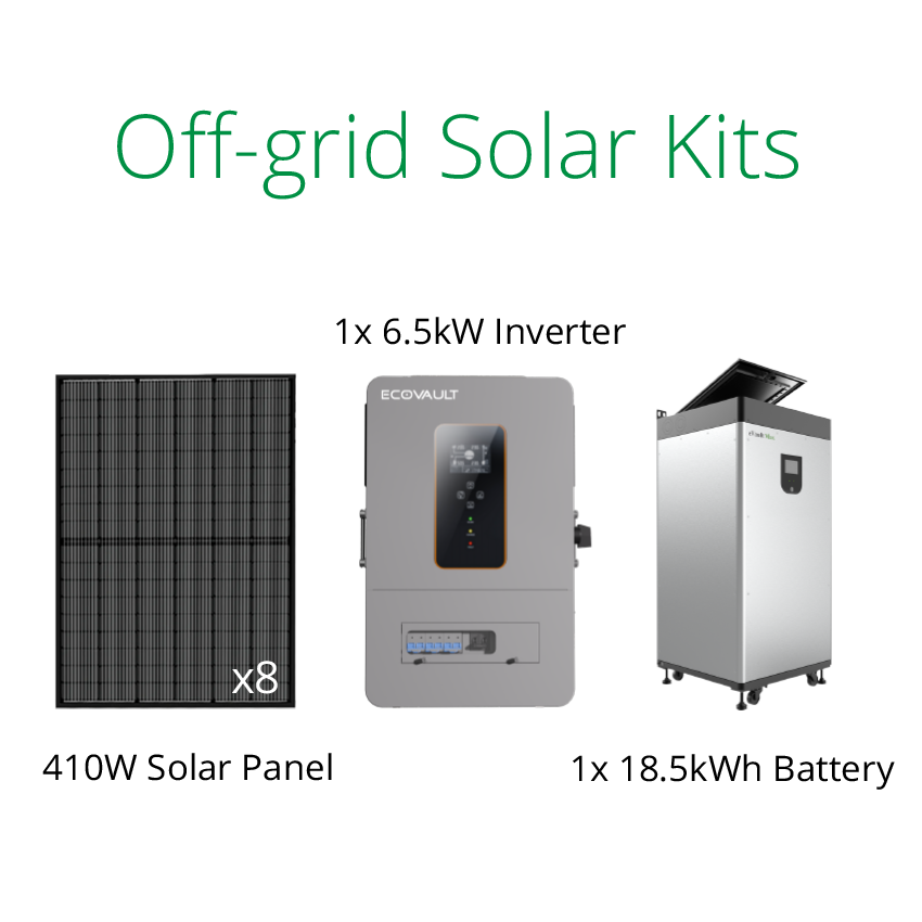 410W Solar panel kit for tiny house with 6500 Watt EcoVault inverter and Fortress Power eVault max 18.5kWh battery