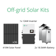 Off grid solar kits for homestead-36x410W solar panels, 1xEnvy 12kW hybrid solar inverter and 2x eVault max 18.5kWh batteries back up.