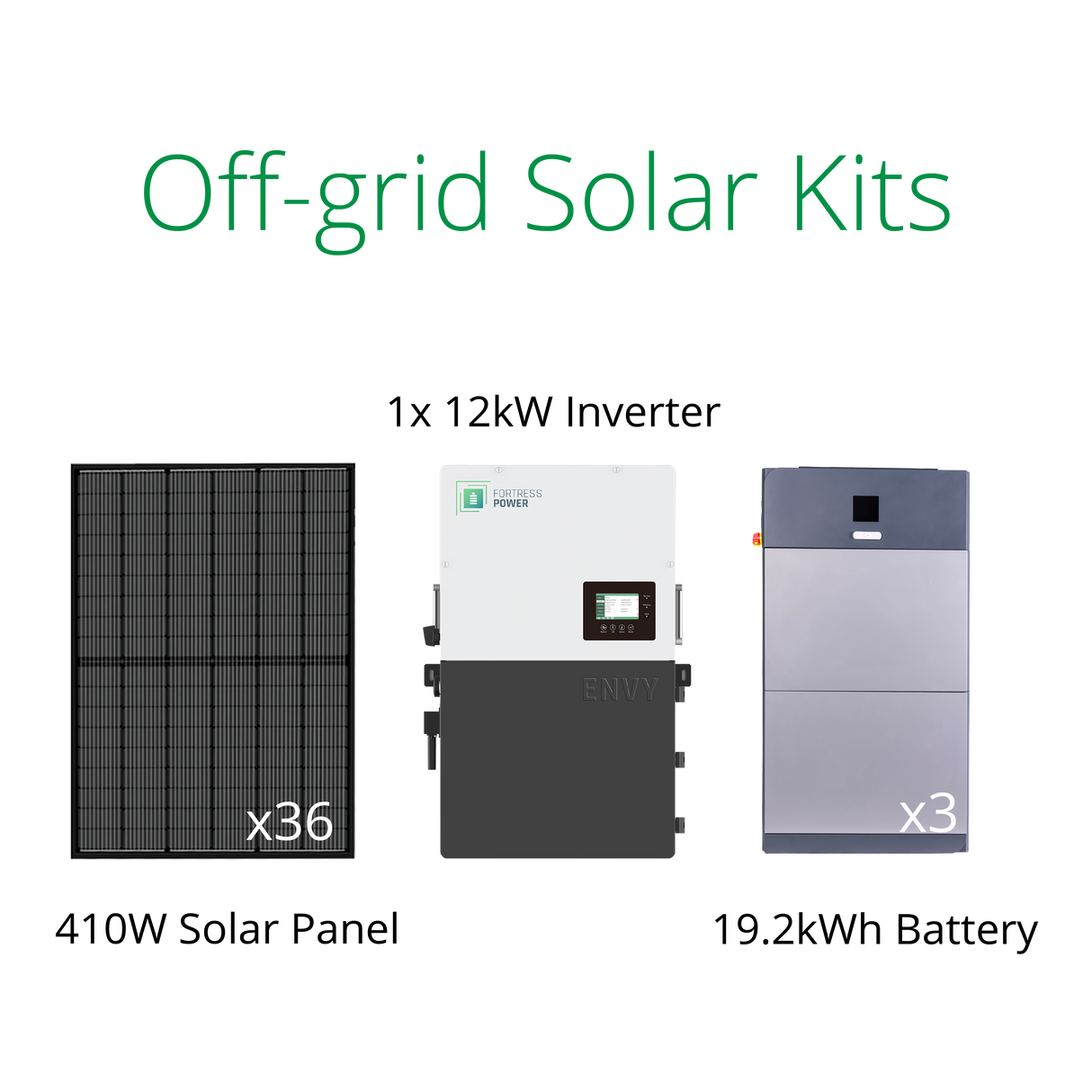 DIY solar panel system kit for homestead with Envy 12kW hybrid inverter and eForce 19.2kWh 48V solar battery.
