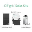 Off grid solar power kits for farm including solar panel, Fortress Envy hybrid inverter and eVault Max solar battery.
